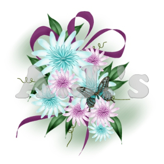 Turquoise - Purple Flowes