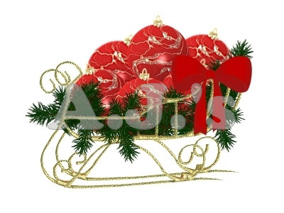 Gold Sleigh - Red Ornaments