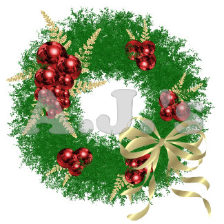 Wreath w/ Red & Gold